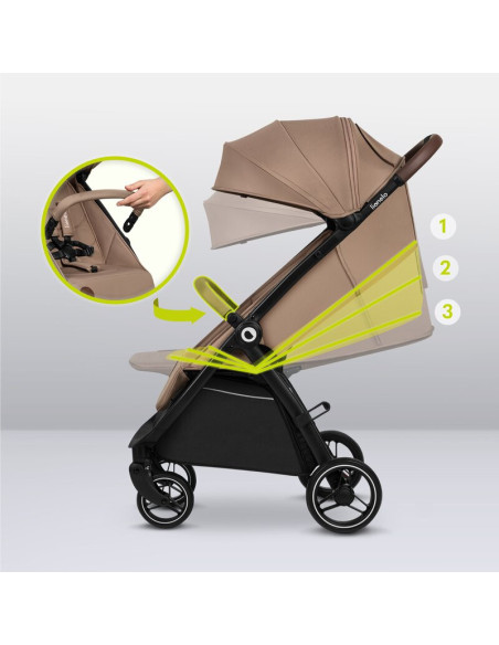 BN-LO-INGRID_BEIGE_SAND,Carucior sport, Lionelo, Ingrid, Capotina impermeabila cu filtru UPF50+, Pana la 22 Kg, Spatar reglabil 