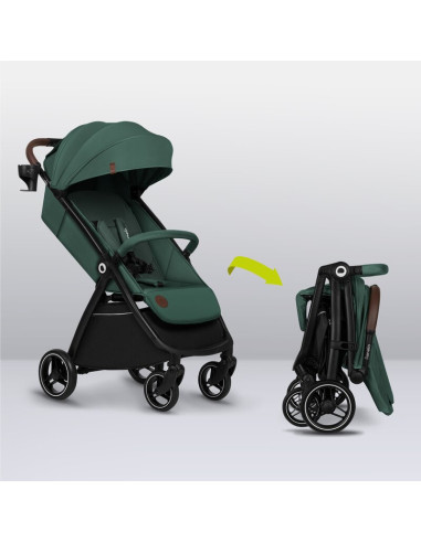 BN-LO-INGRID_GREEN_EMERALD,Carucior sport, Lionelo, Ingrid, Capotina impermeabila cu filtru UPF50+, Pana la 22 Kg, Spatar reglab