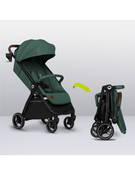 BN-LO-INGRID_GREEN_EMERALD,Carucior sport, Lionelo, Ingrid, Capotina impermeabila cu filtru UPF50+, Pana la 22 Kg, Spatar reglab