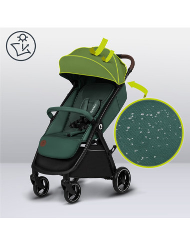 BN-LO-INGRID_GREEN_EMERALD,Carucior sport, Lionelo, Ingrid, Capotina impermeabila cu filtru UPF50+, Pana la 22 Kg, Spatar reglab