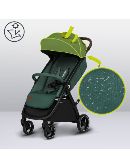 BN-LO-INGRID_GREEN_EMERALD,Carucior sport, Lionelo, Ingrid, Capotina impermeabila cu filtru UPF50+, Pana la 22 Kg, Spatar reglab