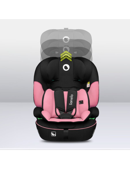 BN-LO-LEVI_I-SIZE_PINK_BABY,Scaun auto, Lionelo, Levi i-Size, Universal, Instalare FWF, Cu tetiera reglabila in 10 pozitii, Cu s