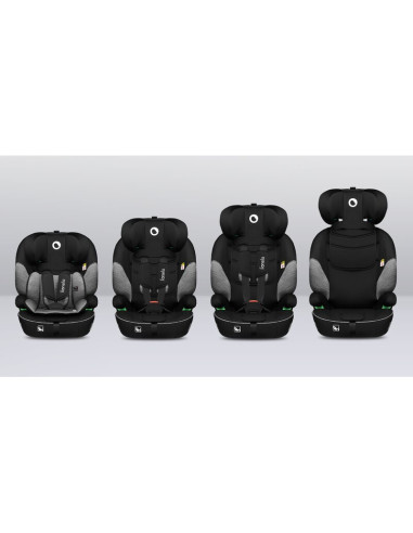 BN-LO-LEVI_I-SIZE_BLACK_GREY,Scaun auto, Lionelo, Levi i-Size, Universal, Instalare FWF, Cu tetiera reglabila in 10 pozitii, Cu 