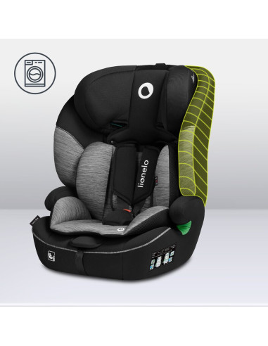 BN-LO-LEVI_I-SIZE_BLACK_GREY,Scaun auto, Lionelo, Levi i-Size, Universal, Instalare FWF, Cu tetiera reglabila in 10 pozitii, Cu 