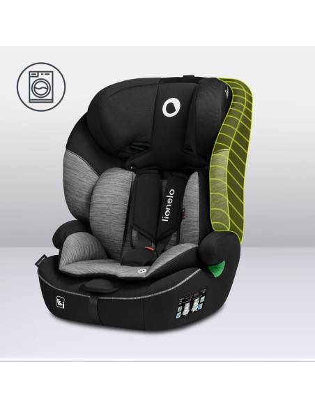 BN-LO-LEVI_I-SIZE_BLACK_GREY,Scaun auto, Lionelo, Levi i-Size, Universal, Instalare FWF, Cu tetiera reglabila in 10 pozitii, Cu 