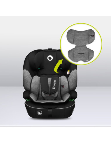 BN-LO-LEVI_I-SIZE_BLACK_GREY,Scaun auto, Lionelo, Levi i-Size, Universal, Instalare FWF, Cu tetiera reglabila in 10 pozitii, Cu 