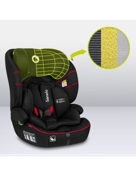 BN-LO-LEVI_I-SIZE_SPORTY_BLACK,Scaun auto, Lionelo, Levi i-Size, Universal, Instalare FWF, Cu tetiera reglabila in 10 pozitii, C