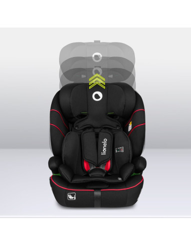 BN-LO-LEVI_I-SIZE_SPORTY_BLACK,Scaun auto, Lionelo, Levi i-Size, Universal, Instalare FWF, Cu tetiera reglabila in 10 pozitii, C