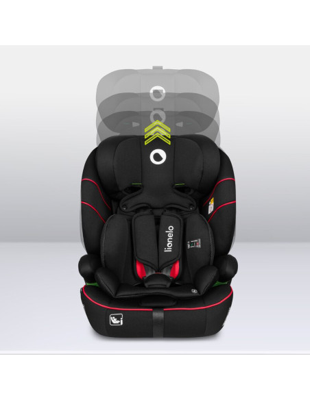 BN-LO-LEVI_I-SIZE_SPORTY_BLACK,Scaun auto, Lionelo, Levi i-Size, Universal, Instalare FWF, Cu tetiera reglabila in 10 pozitii, C