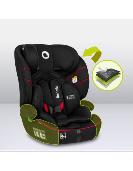 BN-LO-LEVI_I-SIZE_SPORTY_BLACK,Scaun auto, Lionelo, Levi i-Size, Universal, Instalare FWF, Cu tetiera reglabila in 10 pozitii, C