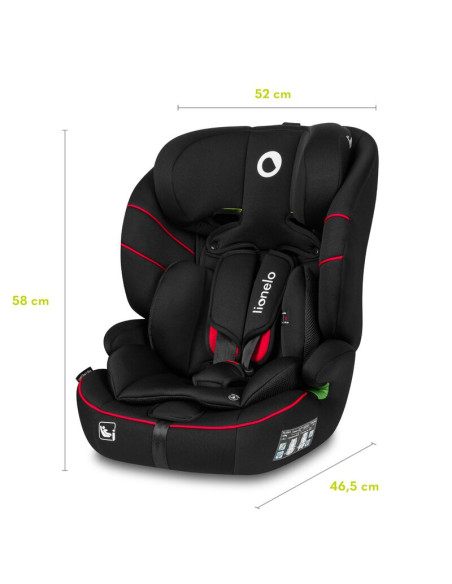 BN-LO-LEVI_I-SIZE_SPORTY_BLACK,Scaun auto, Lionelo, Levi i-Size, Universal, Instalare FWF, Cu tetiera reglabila in 10 pozitii, C