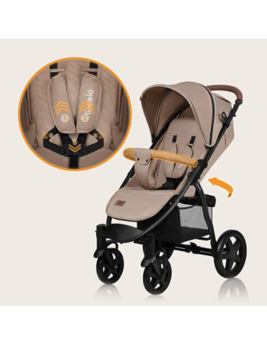 BN-LO-ANNET_PLUS_BEIGE_SAND,Carucior sport, Lionelo, Annet Plus, De la nastere, Cu accesorii si capotina XXL reglabila, 0 - 22 K