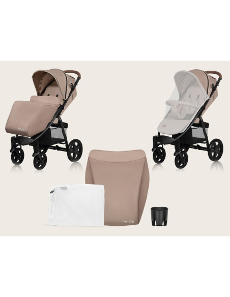 BN-LO-ANNET_PLUS_BEIGE_SAND,Carucior sport, Lionelo, Annet Plus, De la nastere, Cu accesorii si capotina XXL reglabila, 0 - 22 K
