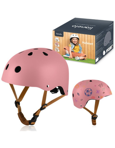 BN-LO-HELMET_PINK_ROSE,Casca pentru copii, Lionelo, Reglabila 50-56 cm, Din ABS si EPS, Conform cu standardul EN1078, Roz