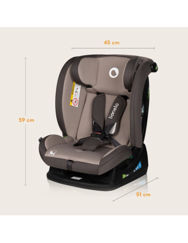 BN-LO-AART_I-SIZE_BEIGE_LATTE,Scaun auto, Lionelo, Aart i-Size, Cu spatar inclinabil in 4 pozitii, Cu tetiera reglabila in 13 po