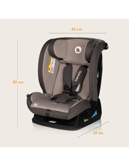 BN-LO-AART_I-SIZE_BEIGE_LATTE,Scaun auto, Lionelo, Aart i-Size, Cu spatar inclinabil in 4 pozitii, Cu tetiera reglabila in 13 po