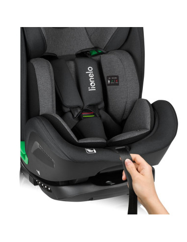 BN-LO-HARPER_I-SIZE_BLACK_CARBON_GREY,Scaun auto, Lionelo, Harper i-Size, Isofix, Cu centura TopTether, Cu spatar inclinabil in 