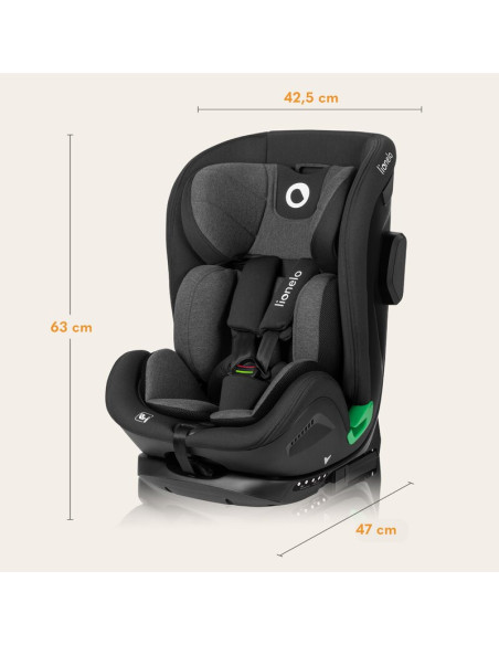 BN-LO-HARPER_I-SIZE_BLACK_CARBON_GREY,Scaun auto, Lionelo, Harper i-Size, Isofix, Cu centura TopTether, Cu spatar inclinabil in 