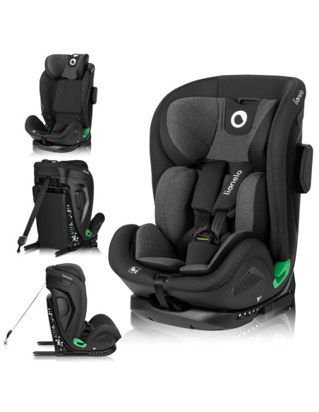 BN-LO-HARPER_I-SIZE_BLACK_CARBON_GREY,Scaun auto, Lionelo, Harper i-Size, Isofix, Cu centura TopTether, Cu spatar inclinabil in 