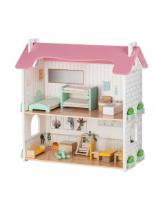 BN-85017,Casuta de papusi, Free2Play, Din lemn, Cu 11 piese de mobilier, Cu acces facil, 48,3 x 21 x 48 cm, 36 luni+, Multicolor