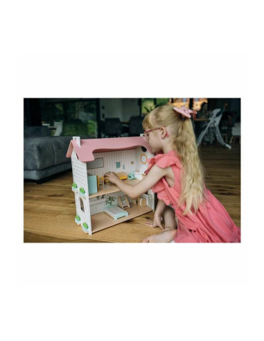 BN-85017,Casuta de papusi, Free2Play, Din lemn, Cu 11 piese de mobilier, Cu acces facil, 48,3 x 21 x 48 cm, 36 luni+, Multicolor