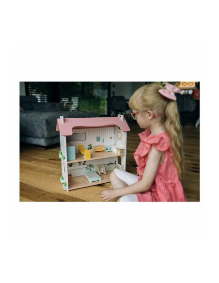 BN-85017,Casuta de papusi, Free2Play, Din lemn, Cu 11 piese de mobilier, Cu acces facil, 48,3 x 21 x 48 cm, 36 luni+, Multicolor