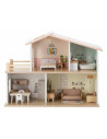 BN-85147,Casuta de papusi, Free2Play, Din lemn, Cu 13 piese de mobilier, Cu acces facil, 52 x 19,5 x 40 cm, 36 luni+, Multicolor