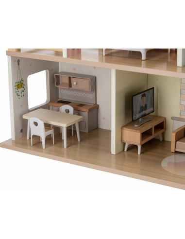 BN-85147,Casuta de papusi, Free2Play, Din lemn, Cu 13 piese de mobilier, Cu acces facil, 52 x 19,5 x 40 cm, 36 luni+, Multicolor