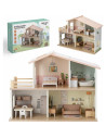 BN-85147,Casuta de papusi, Free2Play, Din lemn, Cu 13 piese de mobilier, Cu acces facil, 52 x 19,5 x 40 cm, 36 luni+, Multicolor