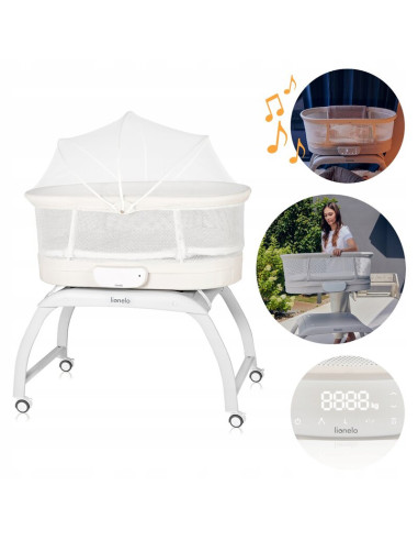 BN-LO-Coral_White,Patut balansoar, Lionelo, Coral, Cu landou ergonomic detasabil, Functie de balansare integrata, Functie de can