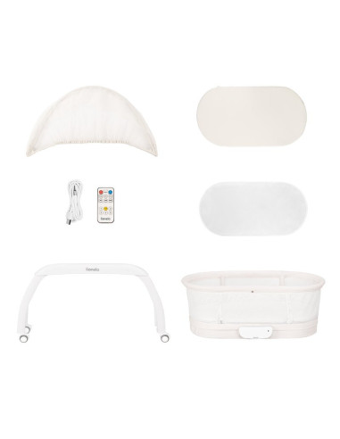 BN-LO-Coral_White,Patut balansoar, Lionelo, Coral, Cu landou ergonomic detasabil, Functie de balansare integrata, Functie de can