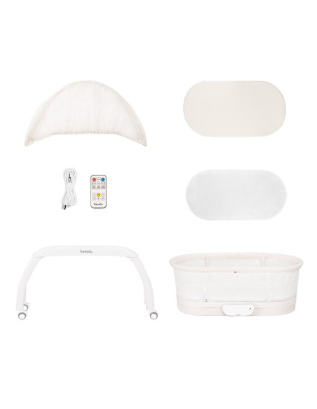 BN-LO-Coral_White,Patut balansoar, Lionelo, Coral, Cu landou ergonomic detasabil, Functie de balansare integrata, Functie de can