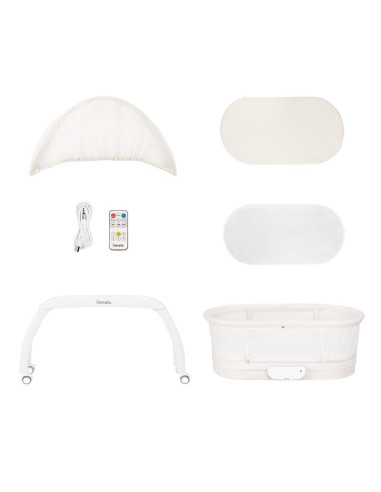 BN-LO-Coral_White,Patut balansoar, Lionelo, Coral, Cu landou ergonomic detasabil, Functie de balansare integrata, Functie de can