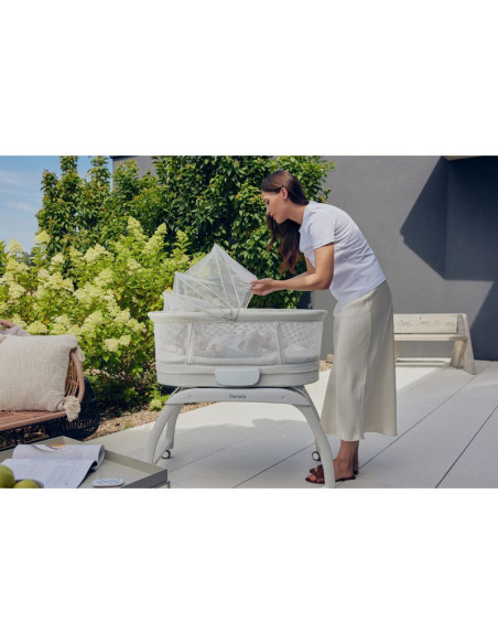 BN-LO-Coral_White,Patut balansoar, Lionelo, Coral, Cu landou ergonomic detasabil, Functie de balansare integrata, Functie de can