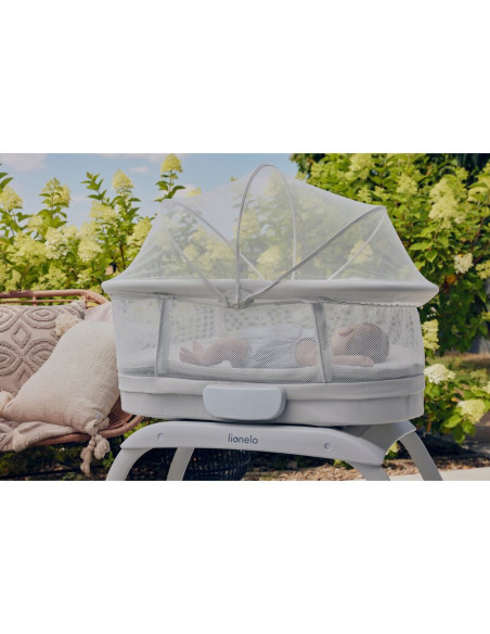 BN-LO-Coral_White,Patut balansoar, Lionelo, Coral, Cu landou ergonomic detasabil, Functie de balansare integrata, Functie de can