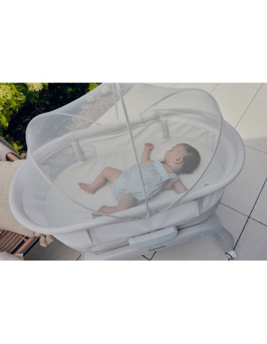 BN-LO-Coral_White,Patut balansoar, Lionelo, Coral, Cu landou ergonomic detasabil, Functie de balansare integrata, Functie de can