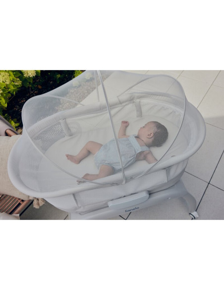 BN-LO-Coral_White,Patut balansoar, Lionelo, Coral, Cu landou ergonomic detasabil, Functie de balansare integrata, Functie de can