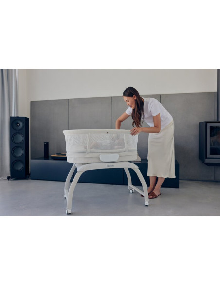 BN-LO-Coral_White,Patut balansoar, Lionelo, Coral, Cu landou ergonomic detasabil, Functie de balansare integrata, Functie de can