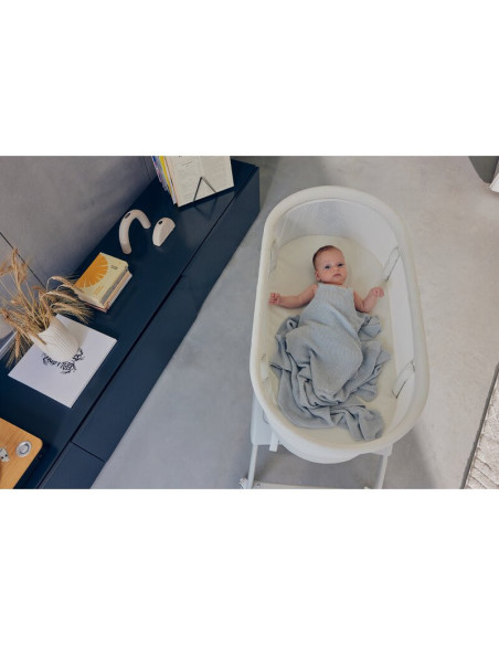 BN-LO-Coral_White,Patut balansoar, Lionelo, Coral, Cu landou ergonomic detasabil, Functie de balansare integrata, Functie de can