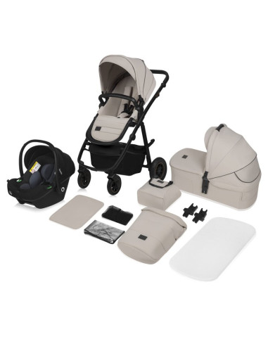 BN-LO-AMBER_PLUS_3IN1_BEIGE_SAND,Carucior 3 in 1, Lionelo, Amber Plus, Cadru aluminiu, Cu landou intarit si salteluta moale, Cu 