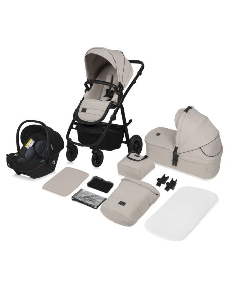 BN-LO-AMBER_PLUS_3IN1_BEIGE_SAND,Carucior 3 in 1, Lionelo, Amber Plus, Cadru aluminiu, Cu landou intarit si salteluta moale, Cu 