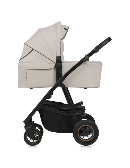 BN-LO-AMBER_PLUS_3IN1_BEIGE_SAND,Carucior 3 in 1, Lionelo, Amber Plus, Cadru aluminiu, Cu landou intarit si salteluta moale, Cu 