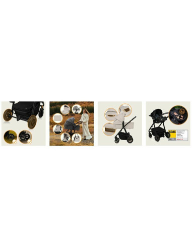 BN-LO-AMBER_PLUS_3IN1_BEIGE_SAND,Carucior 3 in 1, Lionelo, Amber Plus, Cadru aluminiu, Cu landou intarit si salteluta moale, Cu 