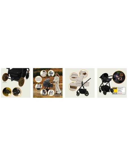 BN-LO-AMBER_PLUS_3IN1_BEIGE_SAND,Carucior 3 in 1, Lionelo, Amber Plus, Cadru aluminiu, Cu landou intarit si salteluta moale, Cu 