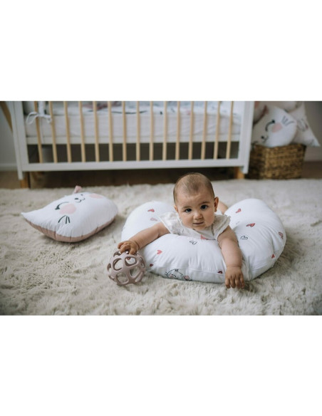 BN-83976,Perna alaptare, Bubaba, Cu husa detasabila, 70x60x18 cm, Kitties&Hearts/White