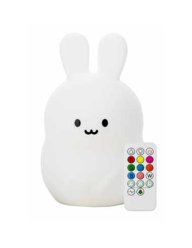 BN-84973,Lampa de veghe, FreeON, Silicon moale, Cu telecomanda si cablu USB, Cu 9 culori diferite si cronometru, Rabbit