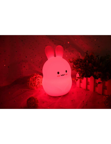 BN-84973,Lampa de veghe, FreeON, Silicon moale, Cu telecomanda si cablu USB, Cu 9 culori diferite si cronometru, Rabbit