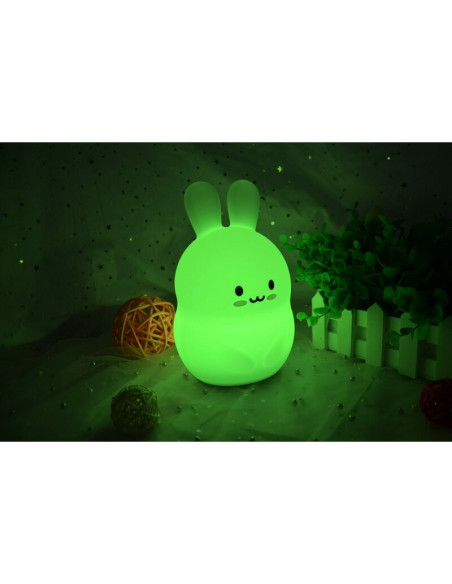 BN-84973,Lampa de veghe, FreeON, Silicon moale, Cu telecomanda si cablu USB, Cu 9 culori diferite si cronometru, Rabbit