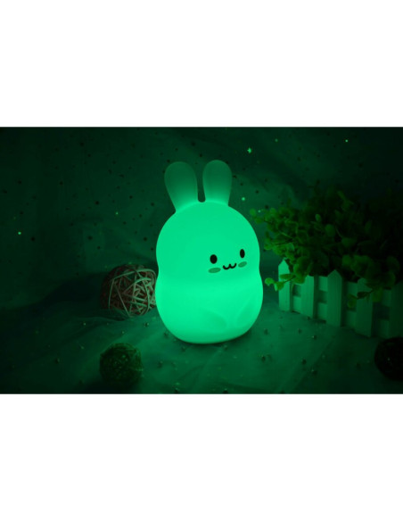 BN-84973,Lampa de veghe, FreeON, Silicon moale, Cu telecomanda si cablu USB, Cu 9 culori diferite si cronometru, Rabbit