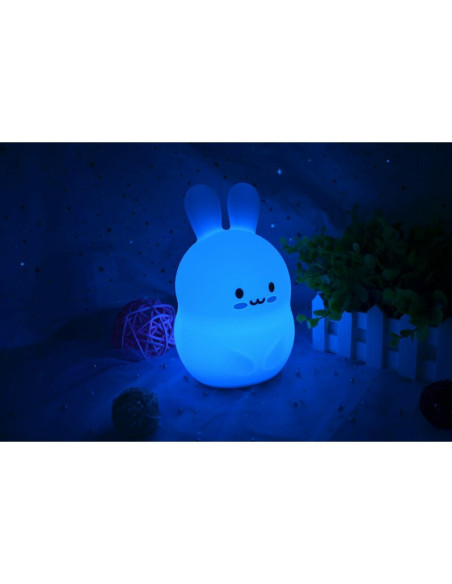 BN-84973,Lampa de veghe, FreeON, Silicon moale, Cu telecomanda si cablu USB, Cu 9 culori diferite si cronometru, Rabbit